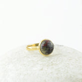 Eudialyte Ring - 10mm Round Gemstone - Solid 925 Silver- Handcrafted Ring - Designer Jewelry - Gift for Wedding Day - Jewelry for Protection